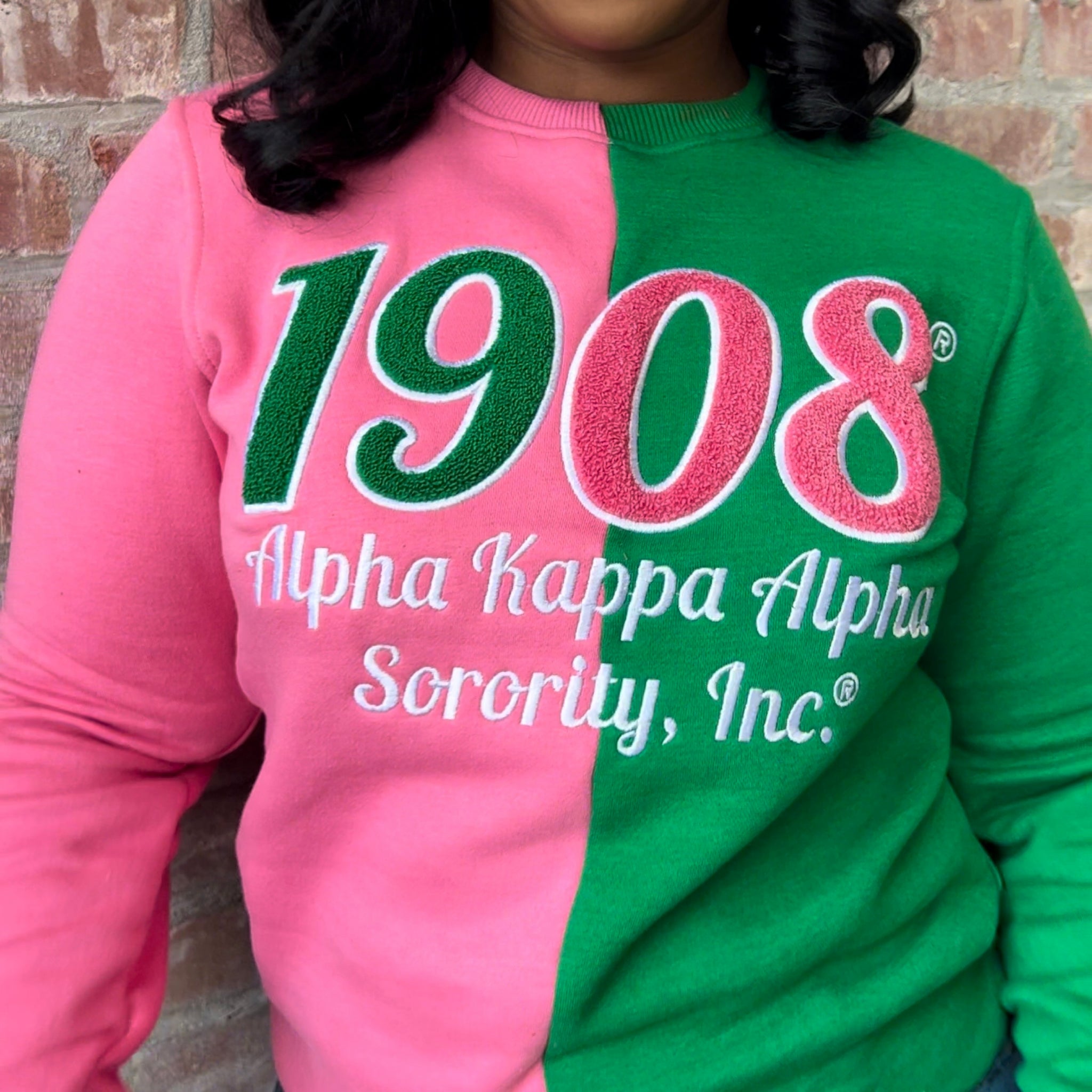 Half Half 1908 AKA Chenille Sweatshirt My Greek Boutique