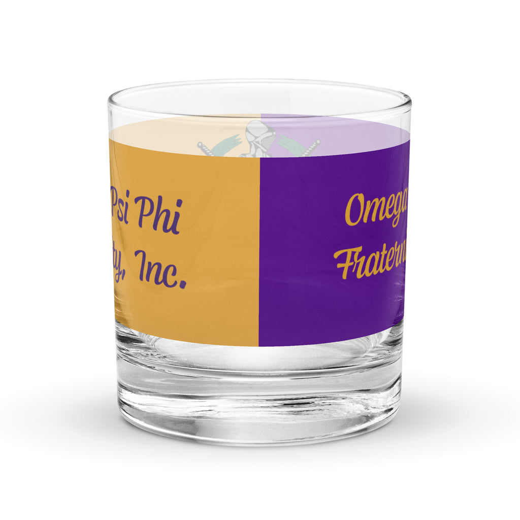 Omega Psi Phi rocks glass for drinking